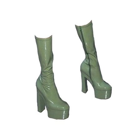 *clipped by @luci-her* Patent Platform Calf Boots Heels