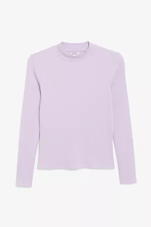Long-sleeved low turtleneck top - Light purple - T-shirts - Monki WW