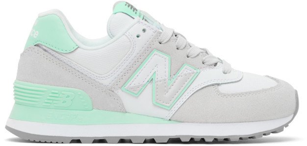 Grey and Green 574 Sneakers