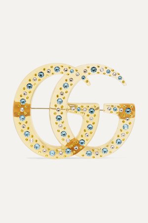 Gold Gold-tone, resin and crystal brooch | Gucci | NET-A-PORTER