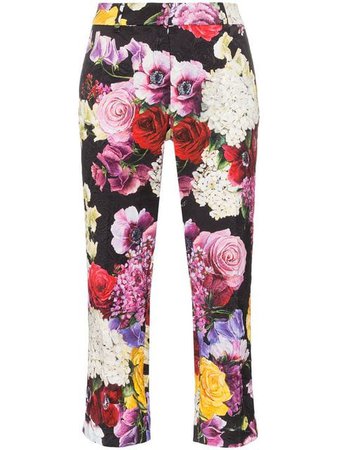 Dolce & Gabbana cropped broccato floral printed trousers