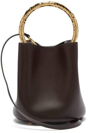 Pannier Leather Bucket Bag - Womens - Dark Brown