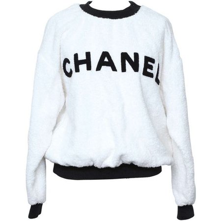 Chanel Black/White Logo Pullover Terry Sweater ($1,800