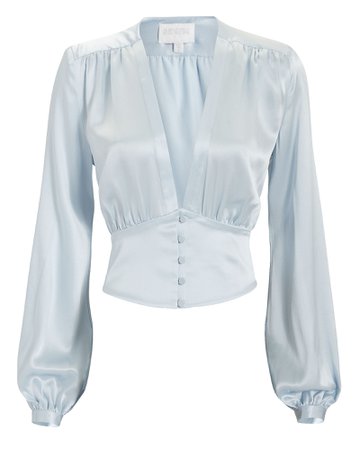 v neck light blue blouse - Google Search