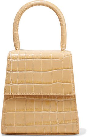 Violet Croc-effect Leather Tote - Pastel yellow