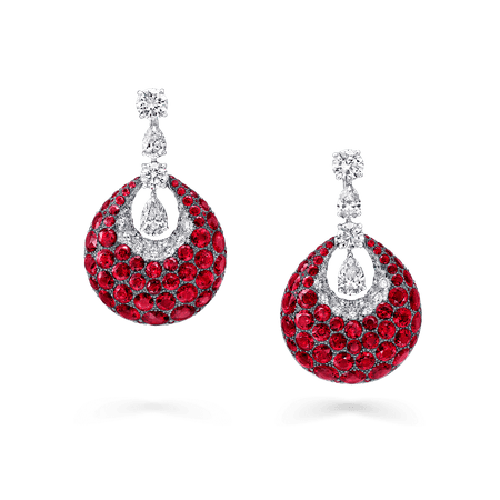 Bombé Earrings, Ruby and diamond | Graff