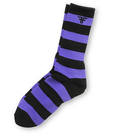 Fallen Trademark Black & Purple Striped Crew Socks | Zumiez