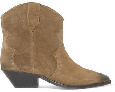 Dewina Distressed Suede Ankle Boots - Taupe