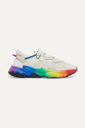 Ozweego Pride Suede-trimmed Mesh Sneakers - White