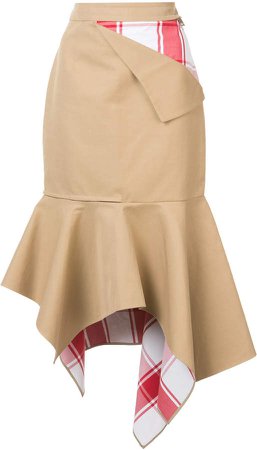 patchwork peplum asymmetric skirt