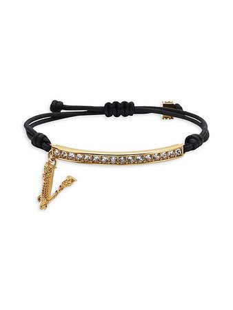 Shop Versace Goldtone, Crystal & Cord Bracelet | Saks Fifth Avenue