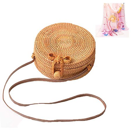 Baellerry Round Woven Ata Rattan Bag Summer Beach Shoulder Bag for Women (U1): Handbags: Amazon.com