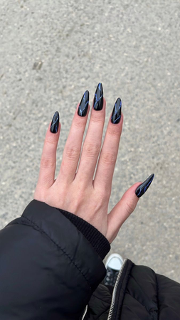 blue black lightning acrylic nails