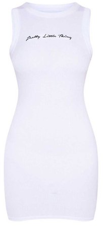 PRETTYLITTLETHING Tall White Embroidered Sleeveless Bodycon Dress
