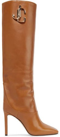 Mahesa 100 Embellished Leather Knee Boots - Tan