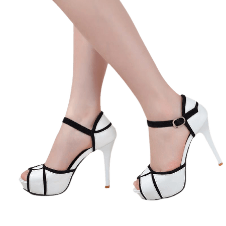 White and black heels