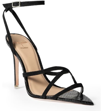 Black Suede Studio Kris Ankle Strap Sandal (Women) | Nordstrom