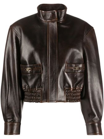 Shop brown Sandro Paris high-neck bomber jacket with Express Delivery - Farfetch