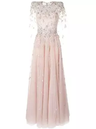 Jenny Packham Flared crystal-embellished Gown - Farfetch