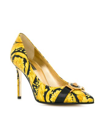 Versace pointed Baroccoflage pumps, $975