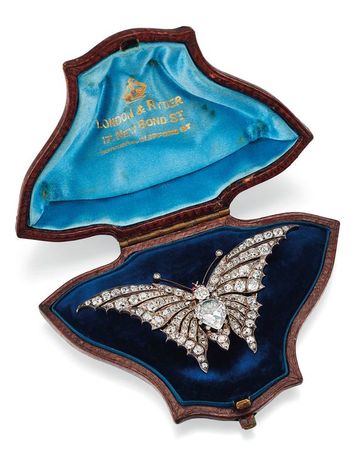LATE 19TH CENTURY DIAMOND AND RUBY BUTTERFLY BROOCH