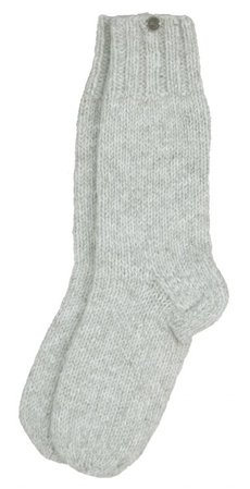 Pure wool - hand knit - socks - plain pale grey | Black Yak