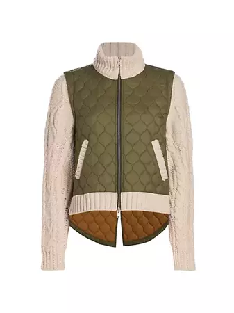 Shop Veronica Beard Patra Quilted Wool-Blend Mixed-Media Jacket | Saks Fifth Avenue