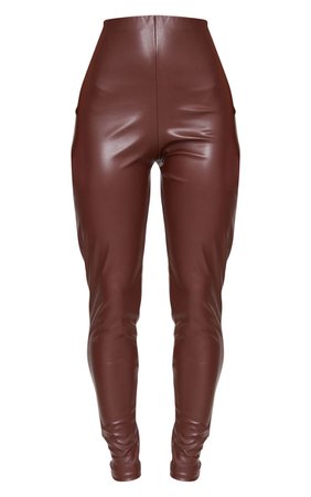 Chocolate Faux Leather Leggings | Trousers | PrettyLittleThing USA