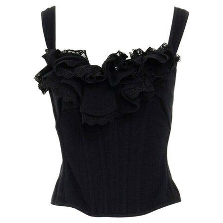 runway TAO COMME DES GARCONS AW2005 black lace ruffle bust laced corset top S For Sale at 1stdibs
