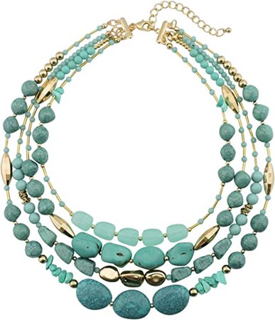 Bocar Multi Layer 4 Strand Statement 17" Collar Beaded Necklace for Women Gift