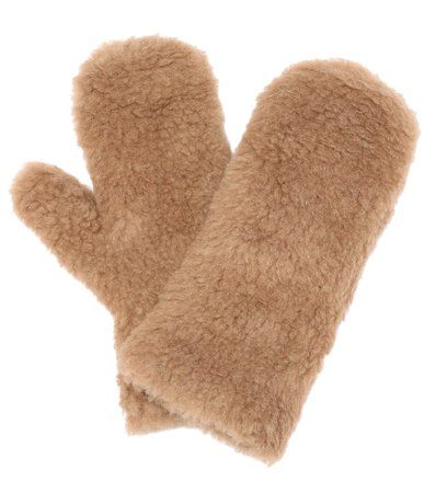 MAX MARA Ombrato camel wool and silk mittens