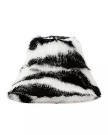 The Attico Zebra Faux Fur Bucket Hat in Black | Lyst