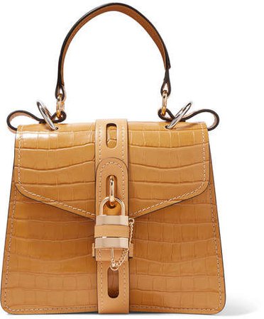 Aby Small Croc-effect Leather Tote - Yellow