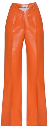 orange leather pants trousers