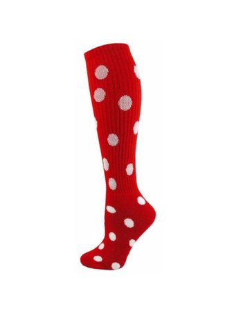 Red and white polka dot socks