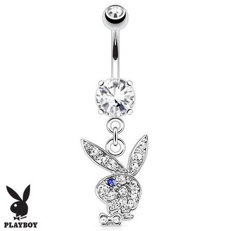 Playboy Bunny CZ Dangle Surgical Steel Navel Belly Button Ring – iconbodyjewelry.com