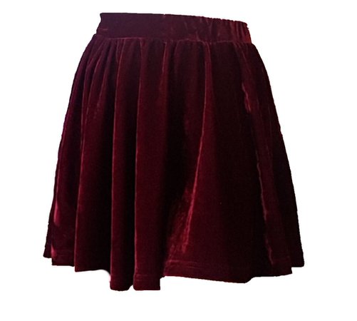 dark red velvet mini skirt