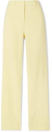 Stretch-cady Straight-leg Pants - Pastel yellow