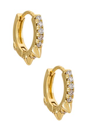 Natalie B Jewelry Le Clou Petit Huggy Hoop in Gold | REVOLVE