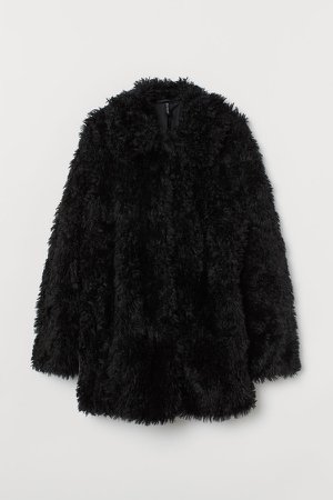 Faux Fur Jacket - Black