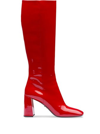 Prada Patent Leather Boots 1W703LF085069 Red | Farfetch