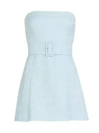 Shop Amanda Uprichard Fae Belted Strapless A-Line Minidress | Saks Fifth Avenue