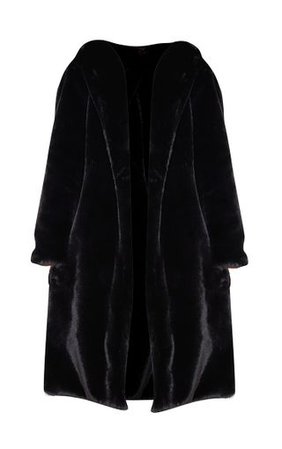 Plus Black Longline Faux Fur Coat | Plus Size | PrettyLittleThing