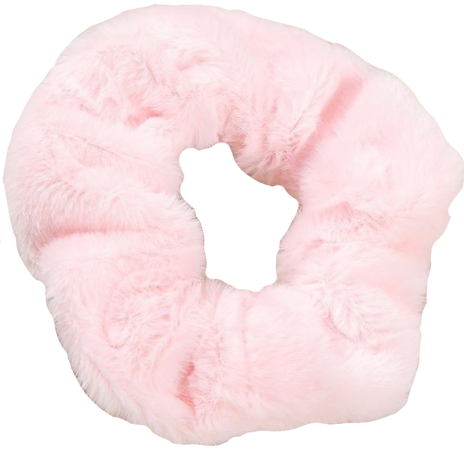pink fluffy scrunchie