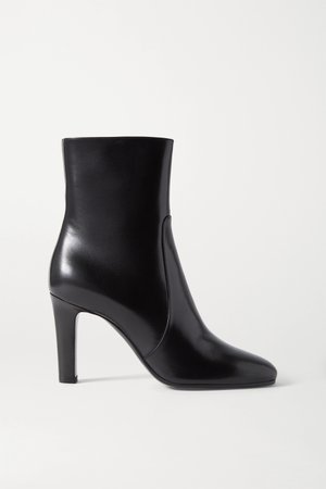 Black Blu leather ankle boots | SAINT LAURENT | NET-A-PORTER