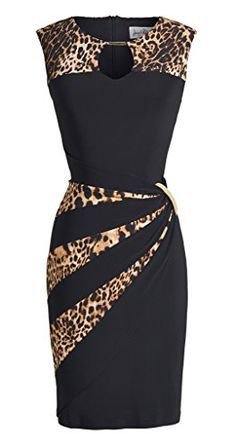 (175) Pinterest - Joseph Ribkoff Black Animal Print Dress Gold Hardware Style 153690 Size 10 >>> Find out more about the great product at the image link | Jurken