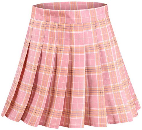 Alliico Girls Red Pink Short Pleated Plaid Skirt School Tennis Tartan Skirts (M(waistline27.5inch), Pink) at Amazon Women’s Clothing store