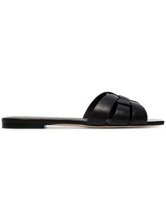 Saint Laurent black Nu Pieds woven leather sandals