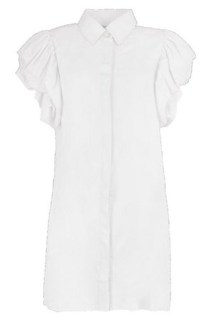 Puff Sleeve Shirt Dress | boohoo white