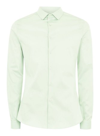 Mint Premium Satin Stretch Long Sleeve Shirt - TOPMAN USA